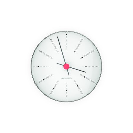 Arne Jacobsen - Bankers Wall Clock - White/Black/Red - Ø12 cm
