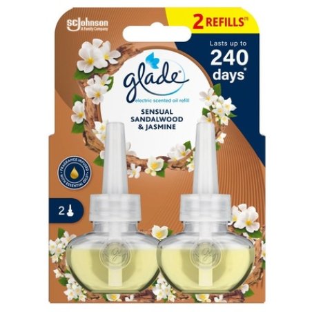 Glade Liquid Air Freshener Refill Electric Diffuser Sensual Sandalwood And Jasmine 2 Units X 20 Milliliters