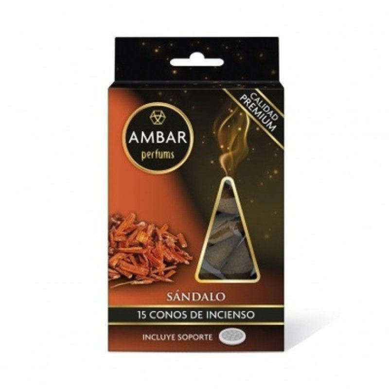 Ambar Sandalwood Incense Cones 15 Units Holder