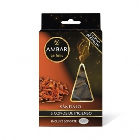 Ambar Sandalwood Incense Cones 15 Units Holder