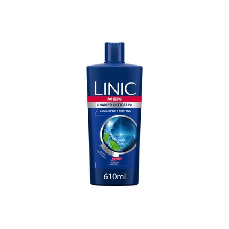 Linic Antidandruff Shampoo Cool Sport For All Hair Types Men Menthol 610 Milliliters