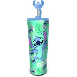 TUMBLER AVEC PAILLE INOX COUVERCLE 3D STITCH 770ML