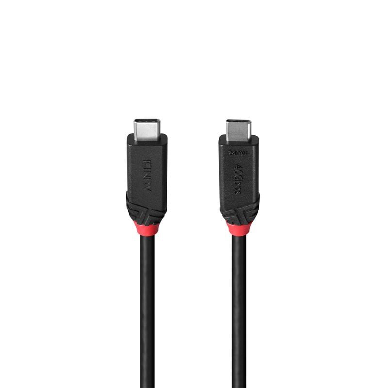 Lindy Câble USB4 Type C de 0.5m, 40Gbit/s, 240W PD, ligne noire