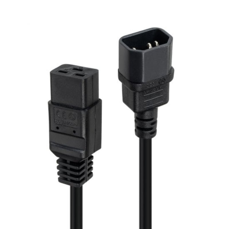 Lindy 2m C14 to C19 Mains Extension Cable, Black