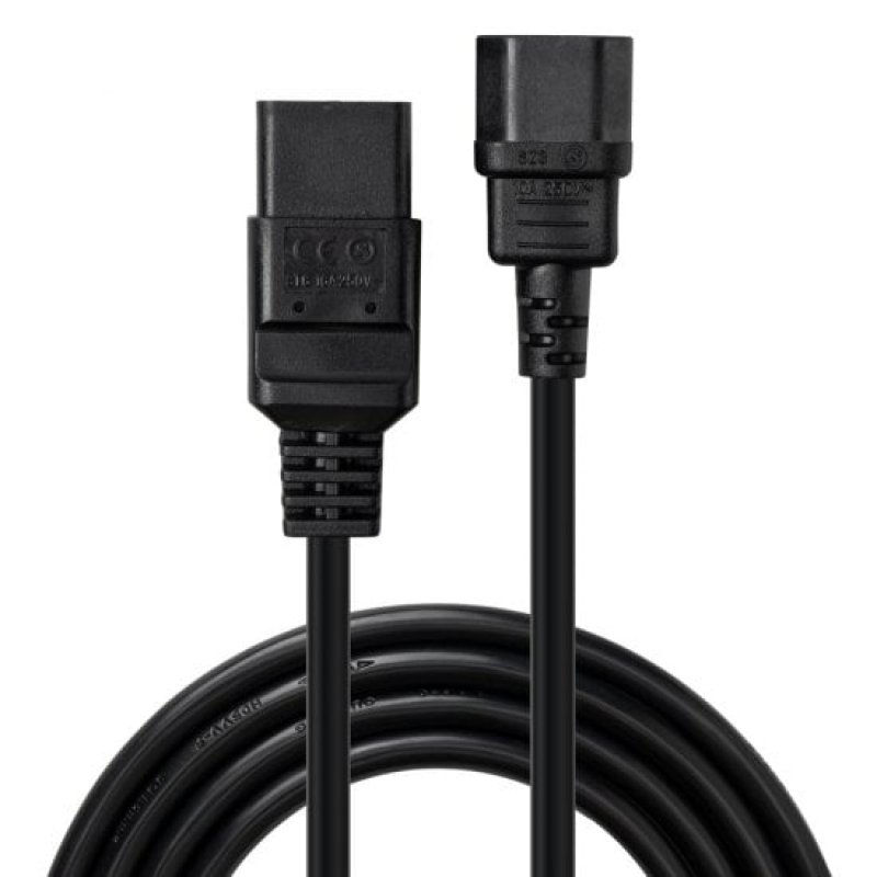 LINDY 2m C14 to C19mains Ext Cable Black