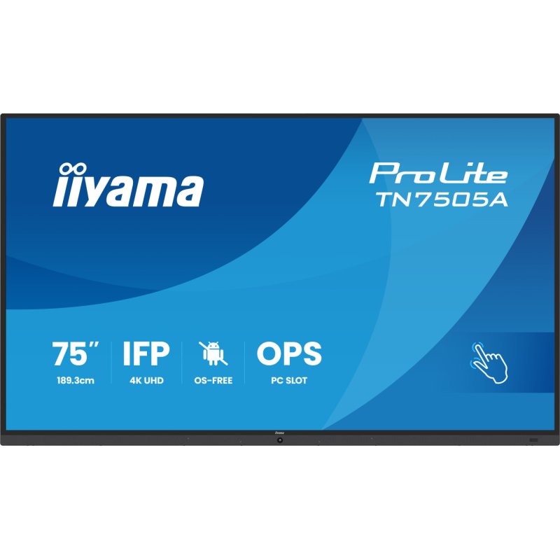 iiyama TN7505A-B1AG Signage Display 189.3 cm (74.5") 500 cd/m² 4K Ultra HD Touchscreen