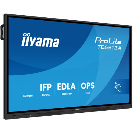 iiyama TE6513A-B2AG Écran d'affichage dynamique 163,8 cm (64.5") Wifi 500 cd/m² 4K Ultra HD Écran tactile Intégré