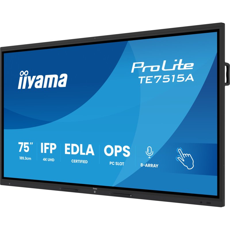 iiyama TE7515A-B2AG Signage Display Kiosk design 190.5 cm (75") Wi-Fi 550 cd/m² 4K Ultra HD Touchscreen Built-in