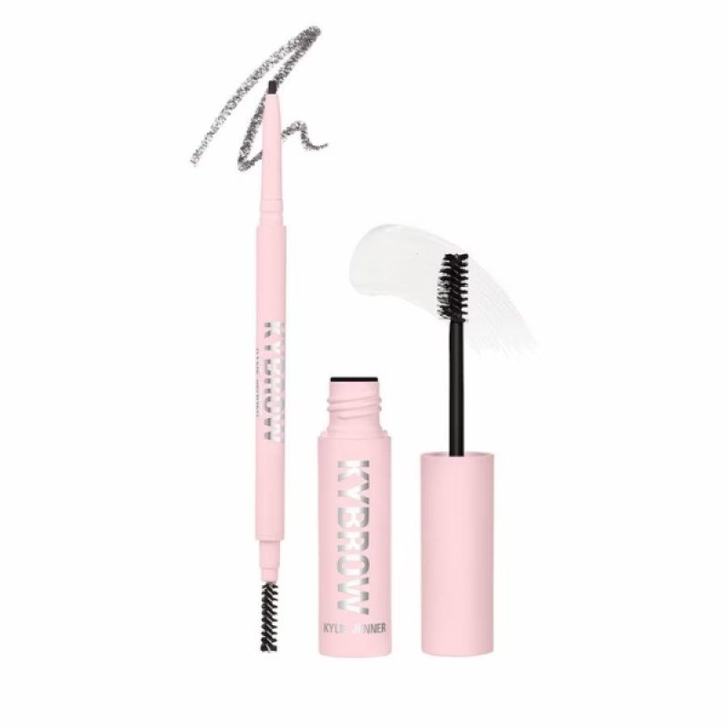 Set Kylie Cosmetics, Kybrow Defined Cool Brown 003, Creion crema pentru sprancene 2-in-1 cu perie 0.09 g Gel pentru
