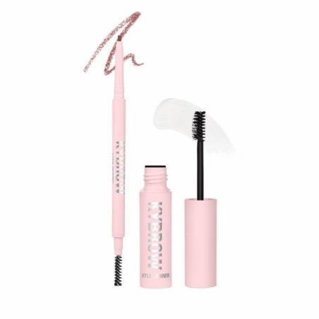 Set Kylie Cosmetics, Kybrow Defined Auburn 002, Creion crema pentru sprancene 2-in-1 cu perie 0.09 g Gel pentru