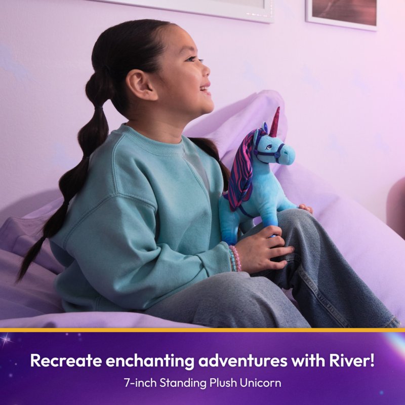 Unicorn Academy Official River Plush Toy, Unicorn Stuffed Animal, Unicorn Toys for Girls Ages 1 & Up, Blue, 7”