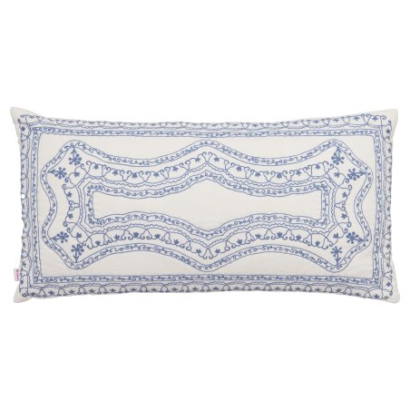 Rice - Cotton Cushion in in Soft Pink with Green Embroidery