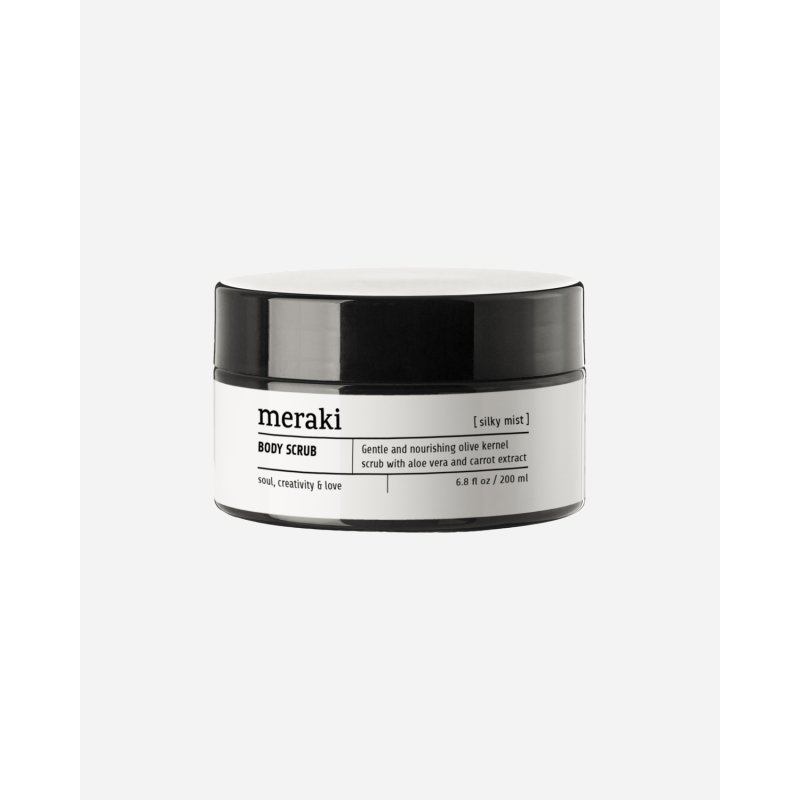 Meraki - Olive bodyscrub, Silky mist - Grey - 200 ml