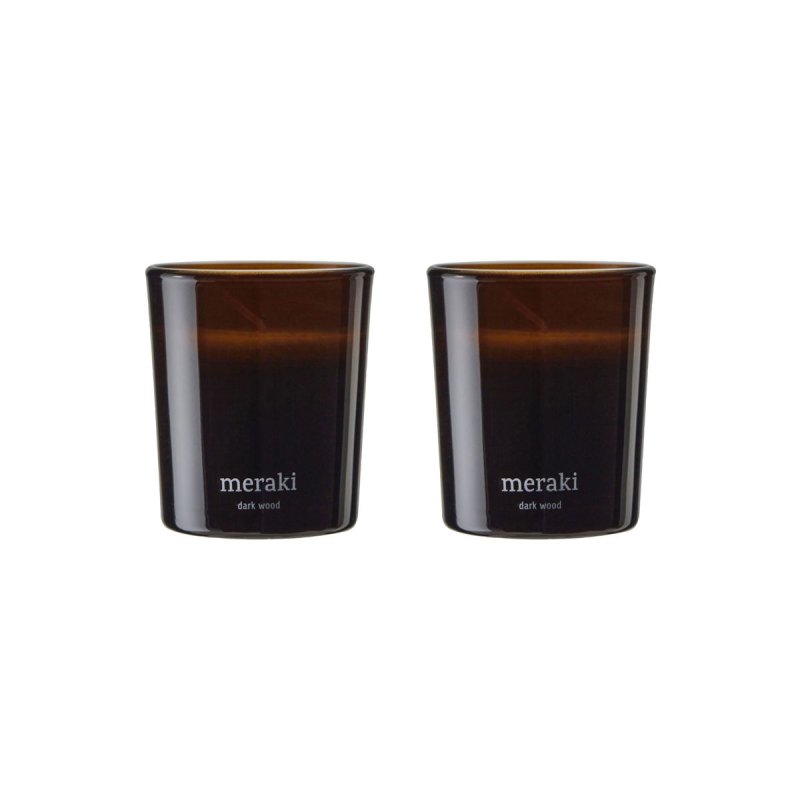 Meraki - Scented candle - Dark wood - h: 7 cm, dia: 6 cm