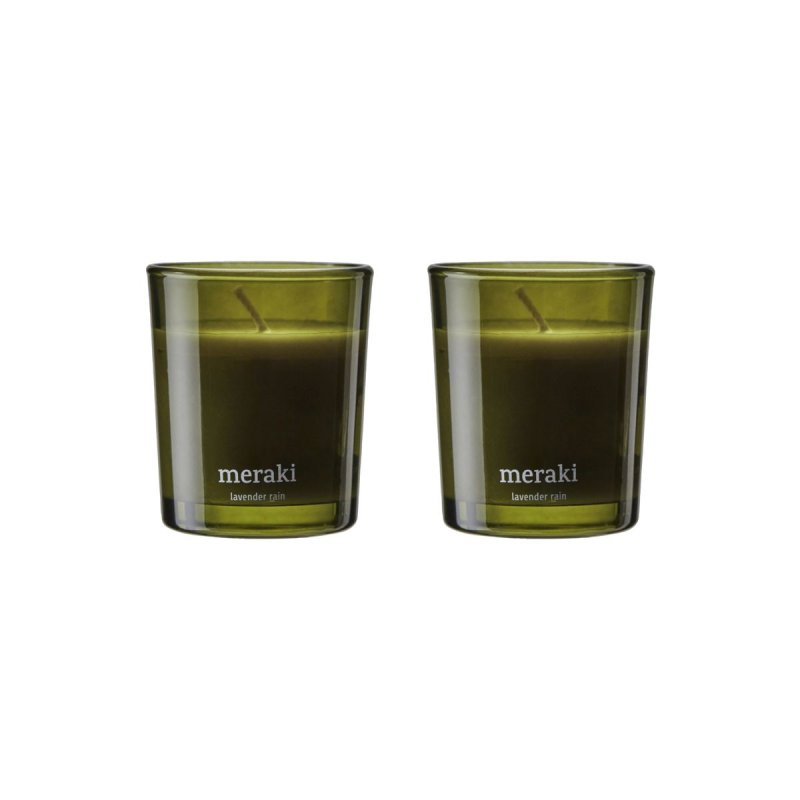 Meraki - Scented candle, Lavender rain - olive-green - h: 7 cm, dia: 6 cm