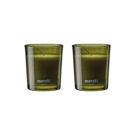 Meraki - Scented candle, Oud leaf - Green - h: 7 cm, dia: 6 cm