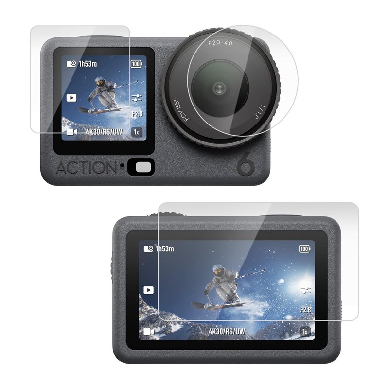 Puluz tempered glass set for DJI Osmo Action 6 (3 pcs).