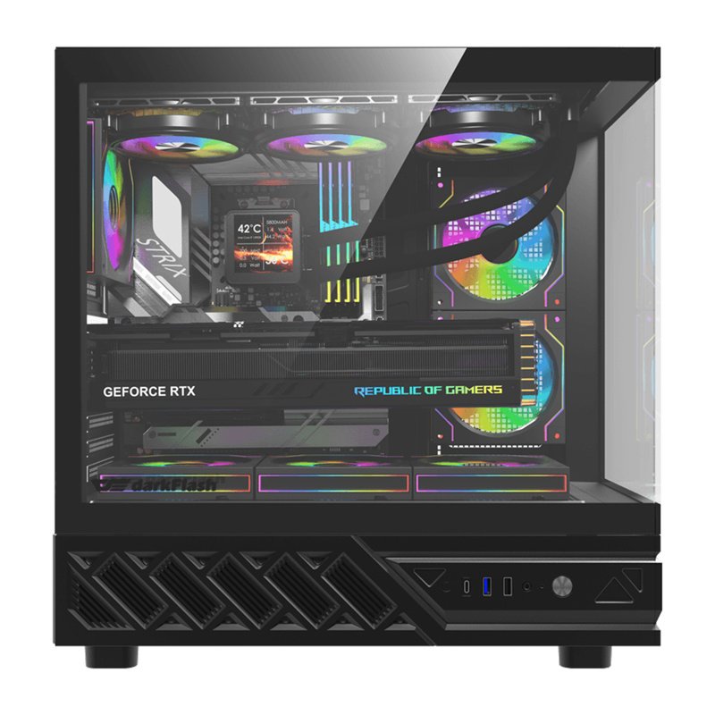 DarkFlash DS950V computer case with display (black) 6 fans