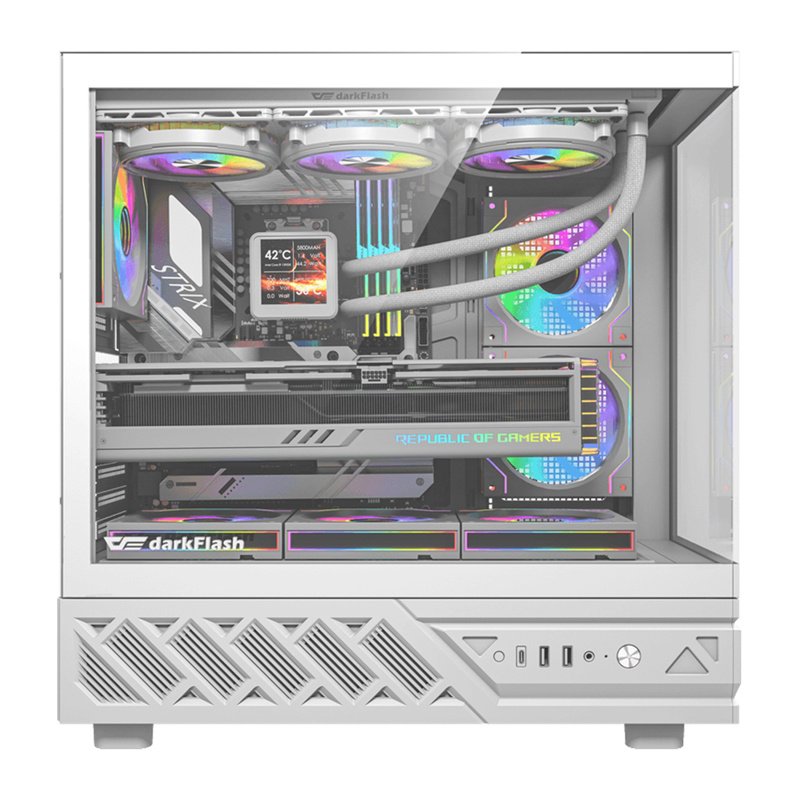 DarkFlash DS950V computer case with display (white) 6 fans