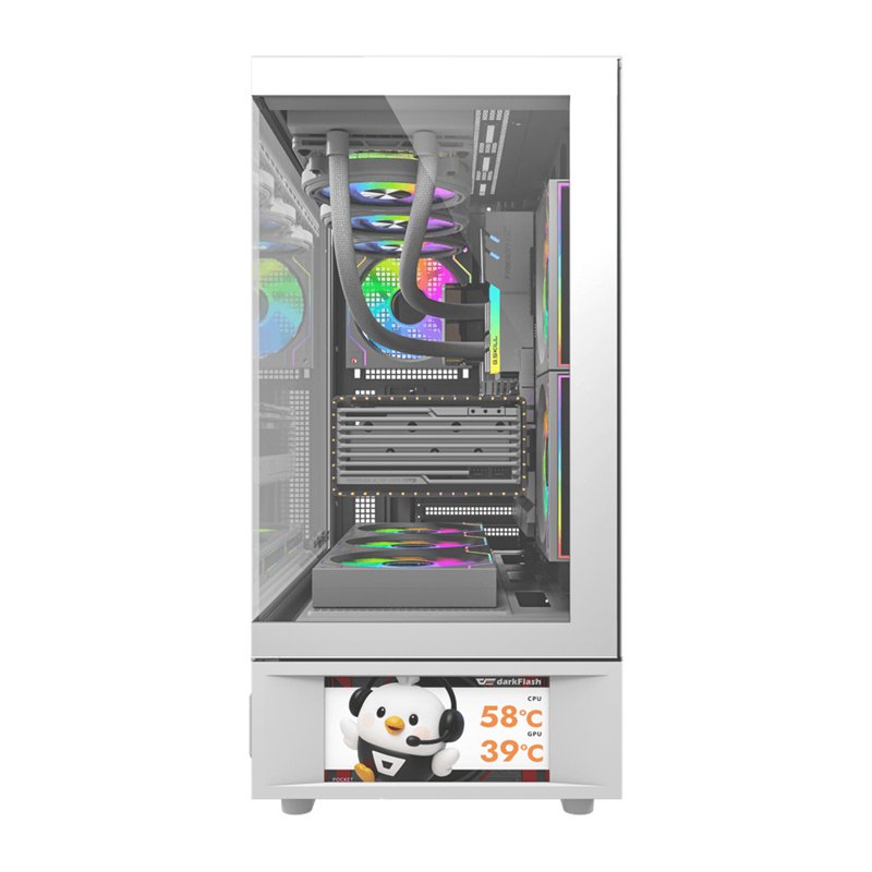 DarkFlash DS950V computer case with display (white) 6 fans