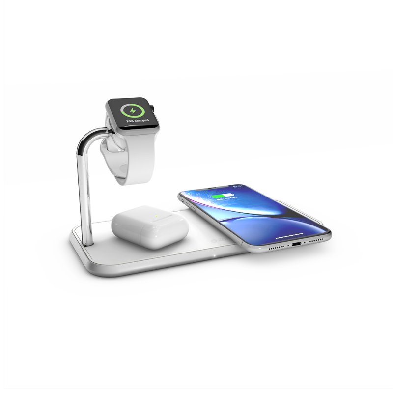 ZENS Dual Watch Aluminium Wireless Charger – White