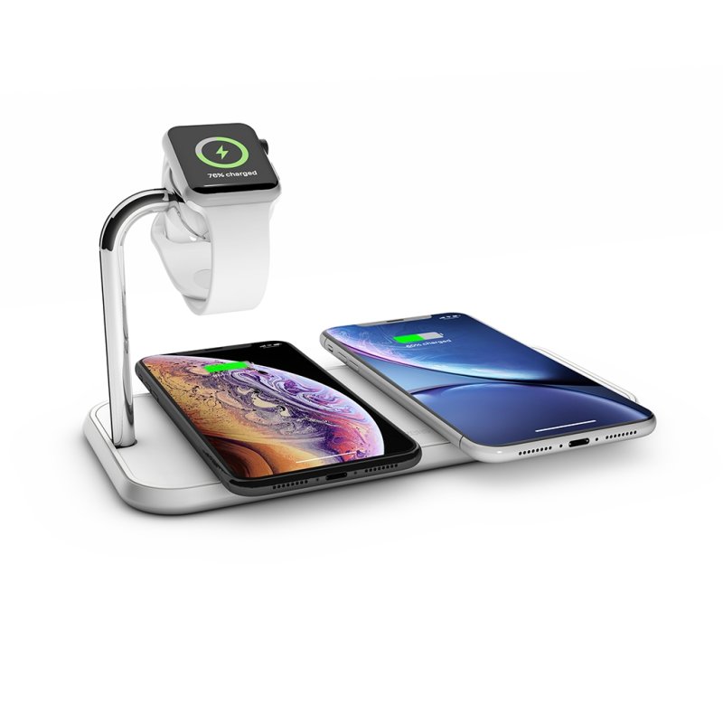 ZENS Dual Watch Aluminium Wireless Charger – White