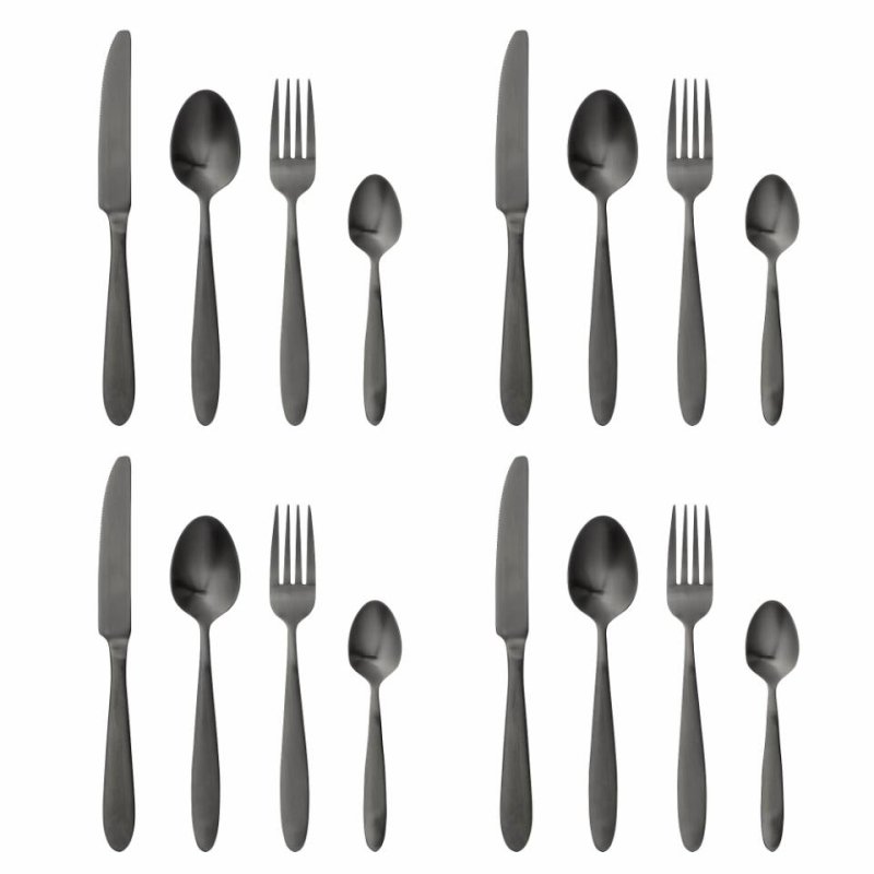 Bloomingville - Frea Cutlery Set - Black - Stainless Steel - Set of 4