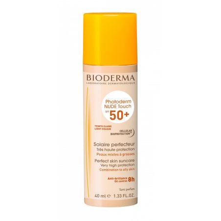 Bioderma Photoderm Nude Touch Fluid Spf 50 Protective Toned Fluid For Combination To Oily Skin Light 40 Ml