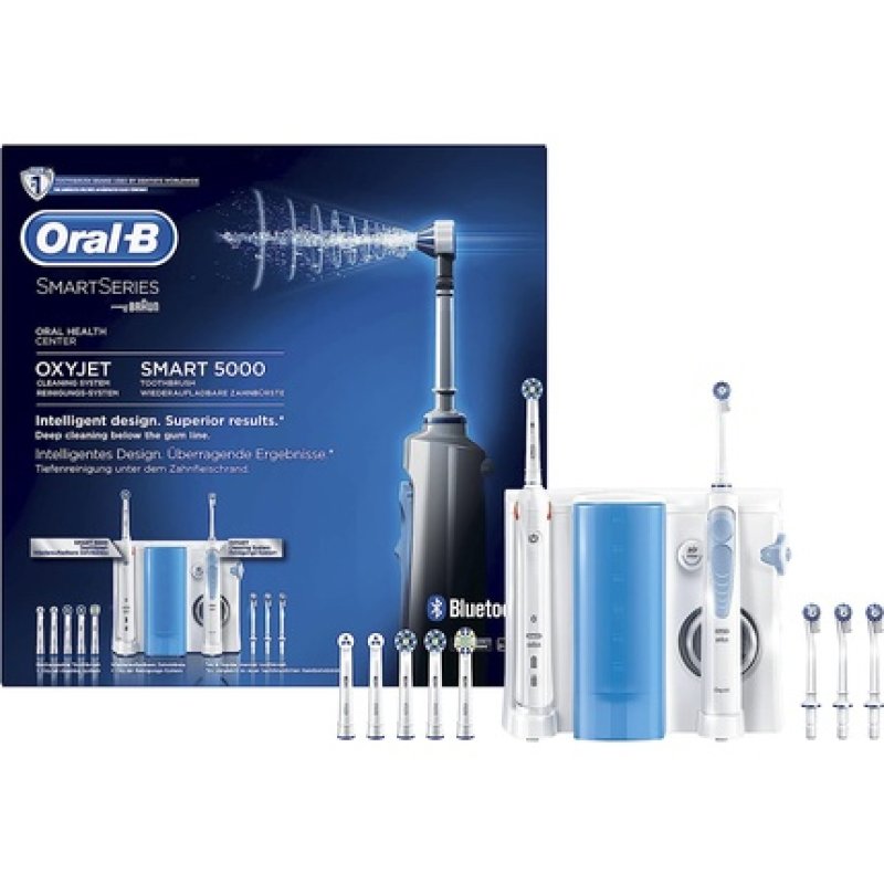 Oral-B Smart 5000 + Oxyjet Adult Rotating-oscillating toothbrush Blue, White