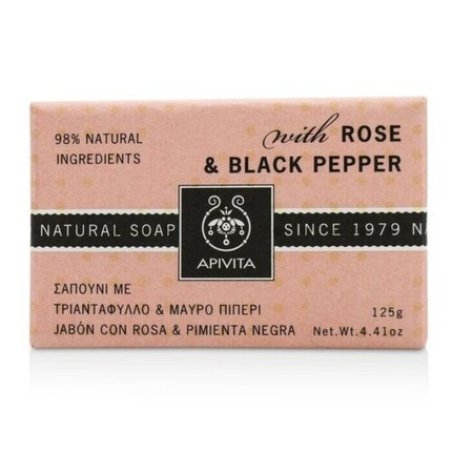 Apivita Natural Soap with Rose and Black Pepper 125g