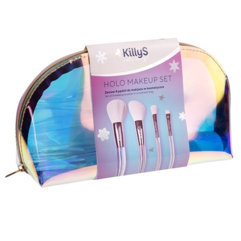 Holo Makeup Set Of 4 Makeup Brushes In Cosmetic Bag