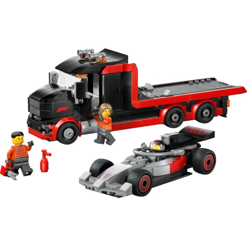 60493 City F1 Truck mit Audi F1 Rennwagen