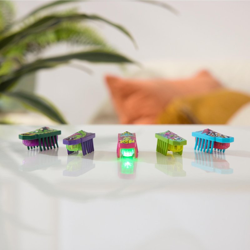 HEX BOTS Nano 5 Pack, 4 Mini Bots with Bonus Flash Bot, Sensory Toy for Kids & Cats, Vibration Technology, Mini Robot