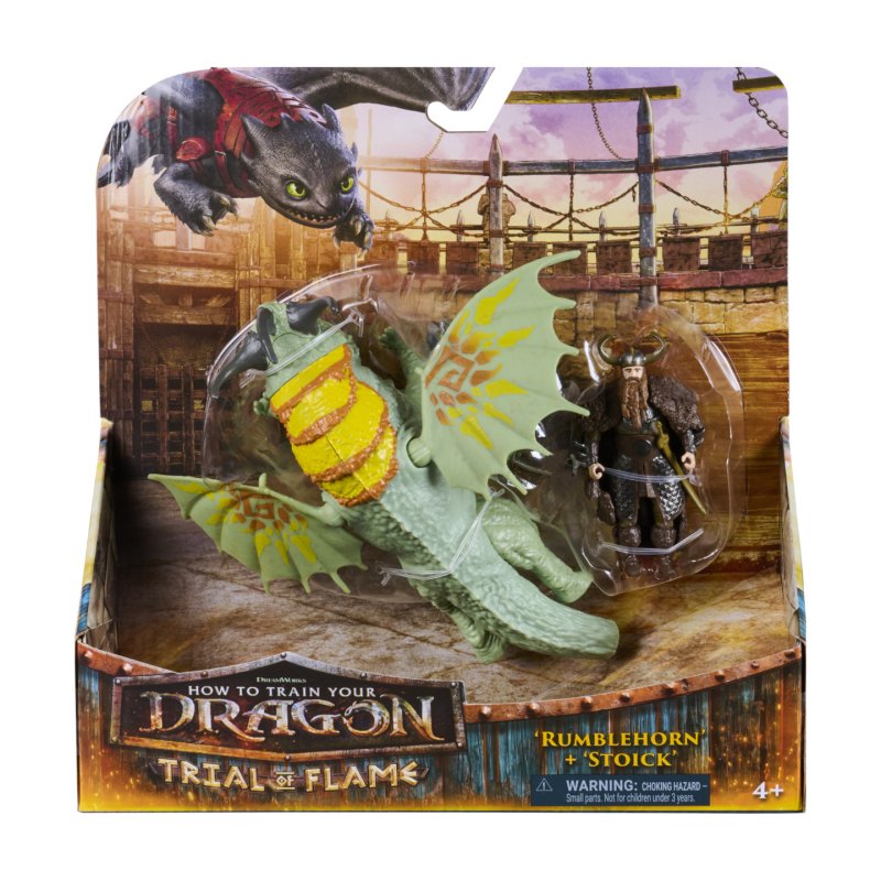 DreamWorks Dragons , How to Train Your Dragon, Rumblehorn & Stoick, figurines duo de Vikings, jouets pour enfants