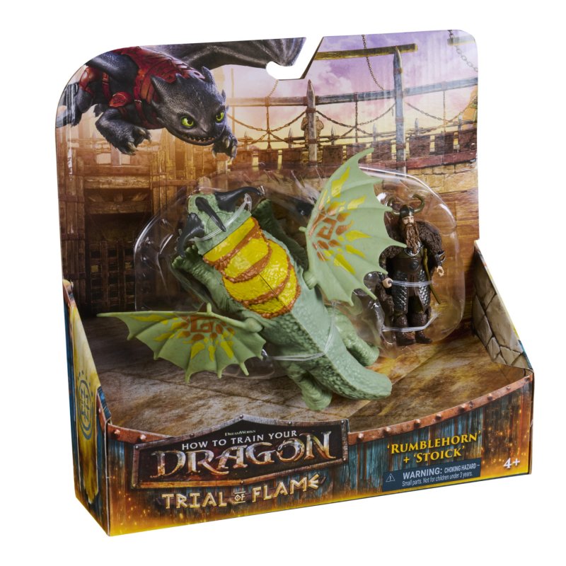 DreamWorks Dragons , How to Train Your Dragon, Rumblehorn & Stoick, Viking Duo Action Figures, Kids Toys for Boys Ages