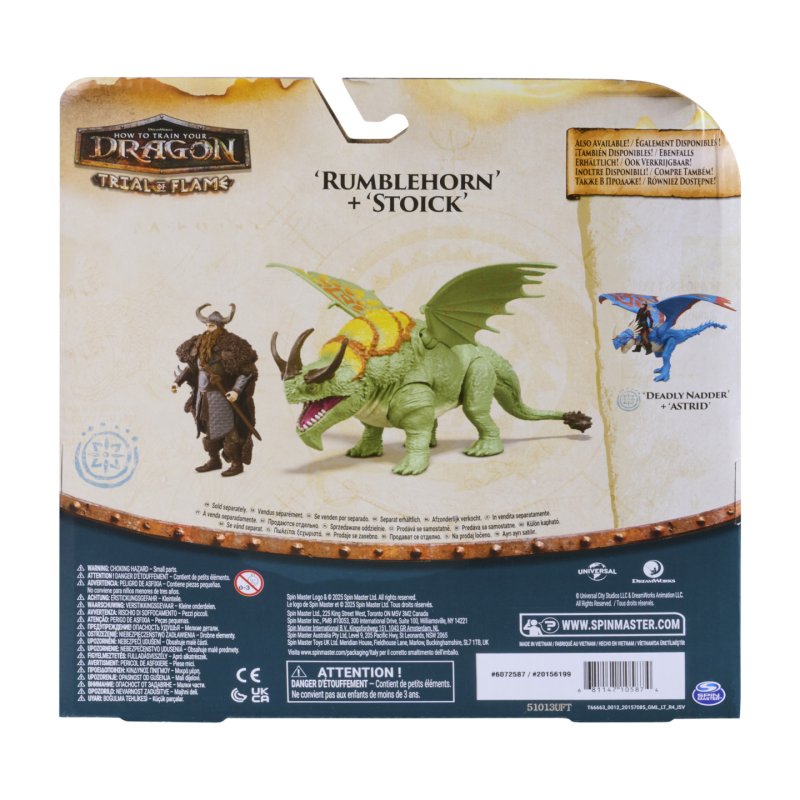 DreamWorks Dragons , How to Train Your Dragon, Rumblehorn & Stoick, Viking Duo Action Figures, Kids Toys for Boys Ages