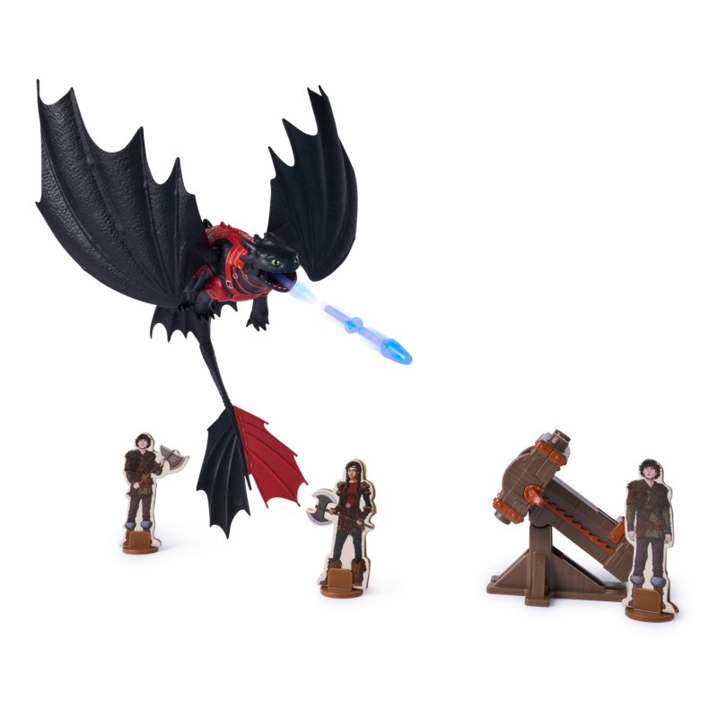 DreamWorks Dragons , Trial of Flame, Blazing Battles Toothless Cannon Blast Playset, Dragon Figure Playset with 3
