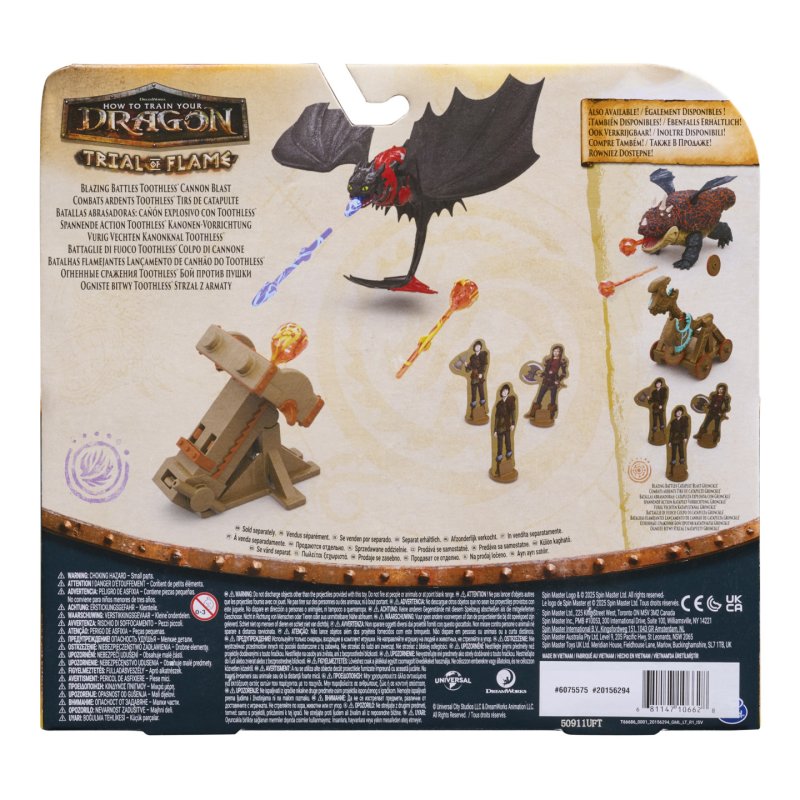 DreamWorks Dragons , Trial of Flame, Blazing Battles Toothless Cannon Blast Playset, Dragon Figure Playset with 3