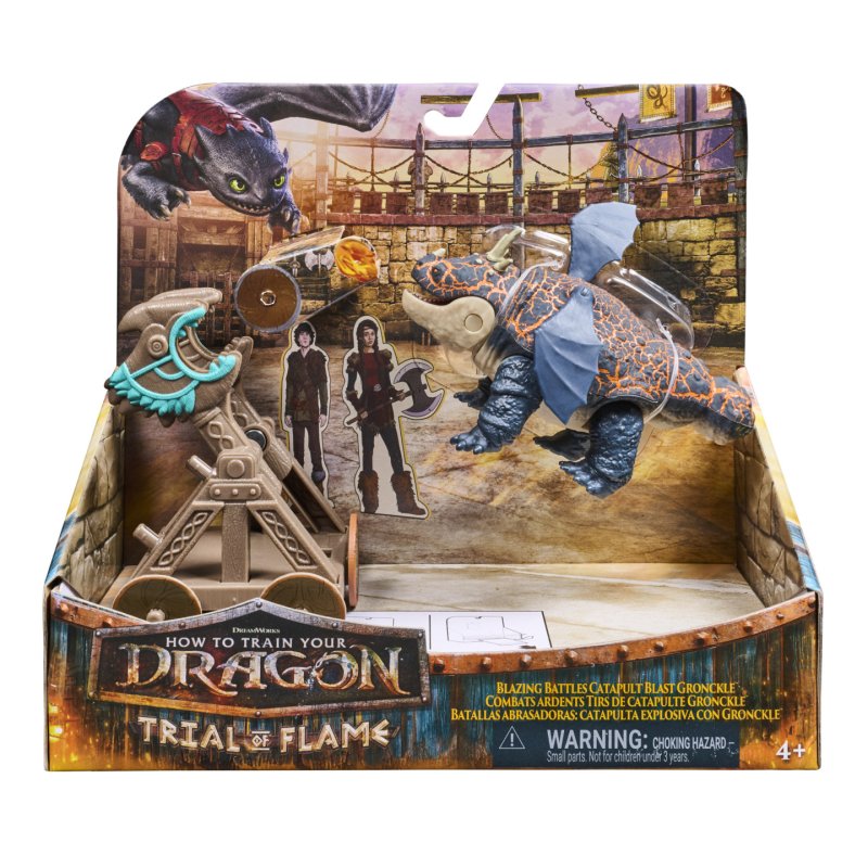 DreamWorks Dragons , Épreuve du Feu, Coffret de jeu Gronckle Catapulte Explosive, Coffret de jeu figurine de dragon
