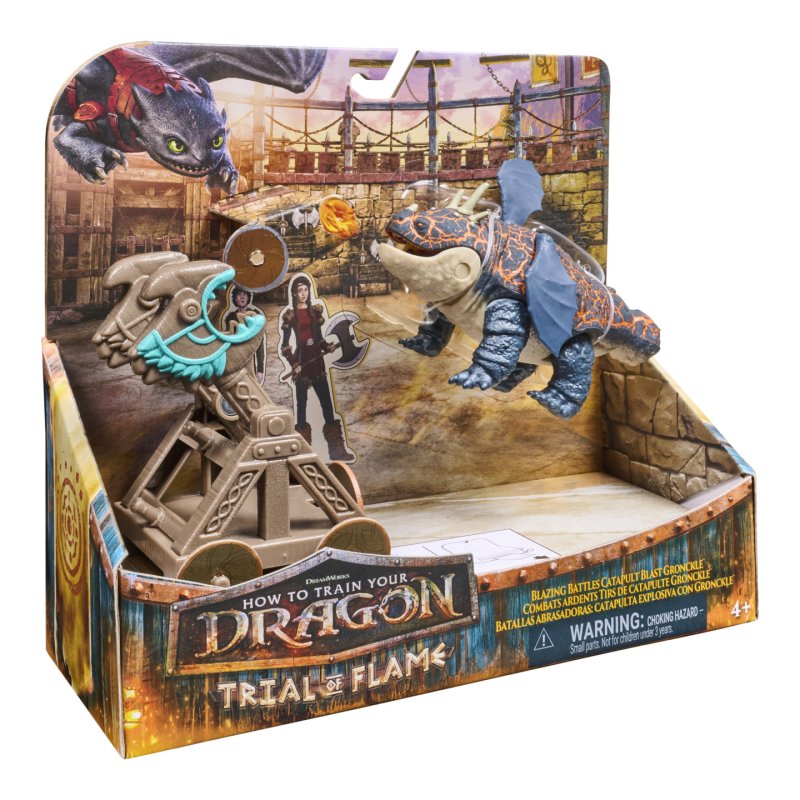 DreamWorks Dragons , Épreuve du Feu, Coffret de jeu Gronckle Catapulte Explosive, Coffret de jeu figurine de dragon