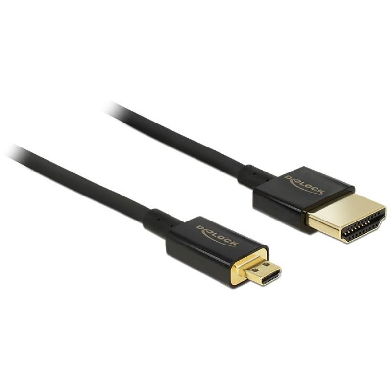 DELOCK Kabel High Speed HDMI mit Ethernet - HDMI-A Stecker HDMI Micro-D Stecker 3D 4K 1.5 m Slim Premium
