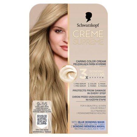 Schwarzkopf Creme Supreme Hair Color Shade 916 Cool Ash Light Blonde