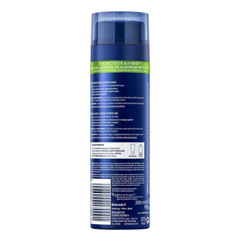 NIVEA MEN Hydrocare Mousse de rasage Hommes 200 ml