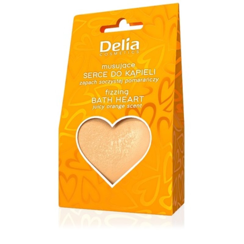 Delia Fizzing Heart Bath Bomb With Juicy Orange Scent 100g