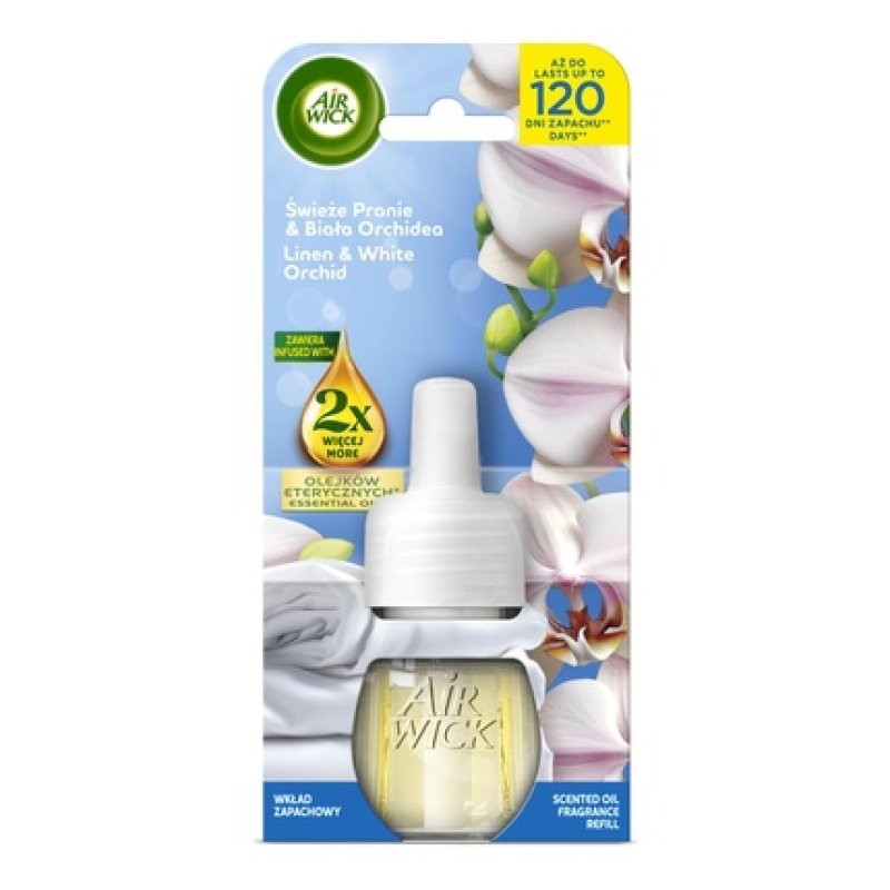 Benckiser Air Wick Essential Oils Refill For Electric Air Freshener Fresh Laundry And White Orchid 19 Ml