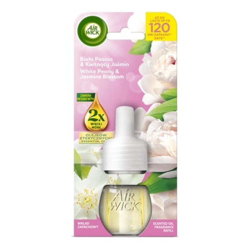 Benckiser Air Wick Essential Oils Refill For Electric Air Freshener White Peony And Blooming Jasmine 19 Ml