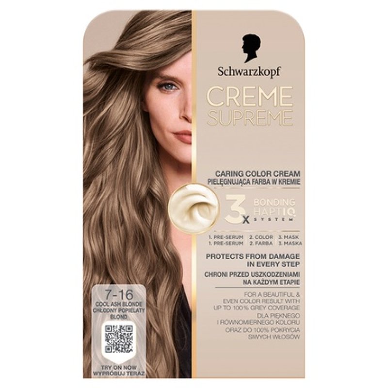 Schwarzkopf Creme Supreme Hair Color Shade 716 Cool Ash Dark Blonde