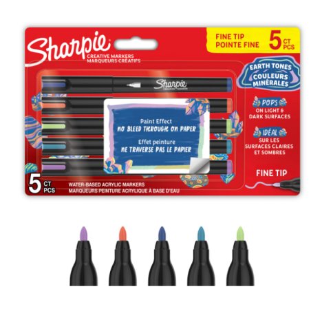 Sharpie - Creative Acrylic 5‑Blister - Earth Tones - Fine Tip (2212828)