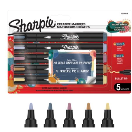 Sharpie - Creative Acrylic 5‑Blister - Warm Tones - Bullet Tip (2223314)