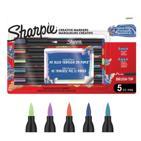 Sharpie - Creative Acrylic 5‑Blister - Earth Tones - Brush Tip (2223317)